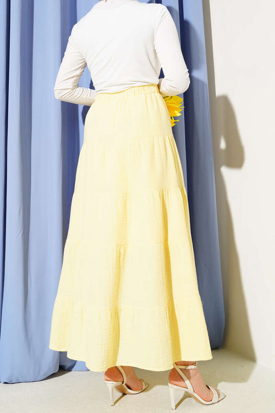 Bel Lastikli Kat Kloş Etek Sarı