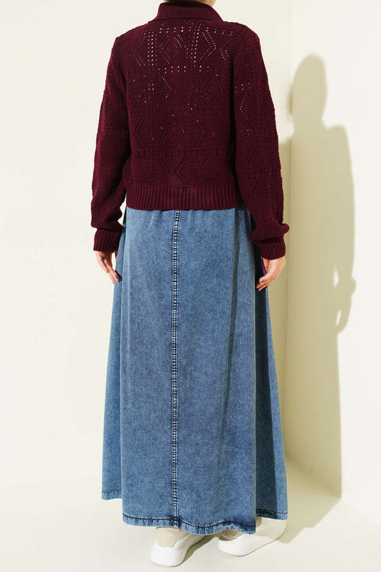 Jupe en jean à volants avec taille élastiquée, bleu denim