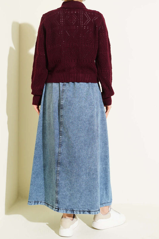 Jupe en jean à volants avec taille élastique, bleue