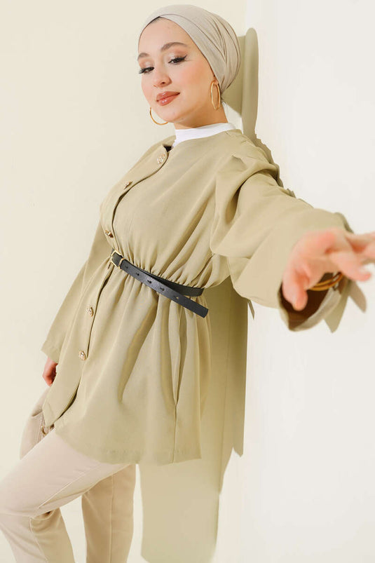 Giacca doppia con cintura elastica Bel verde oliva