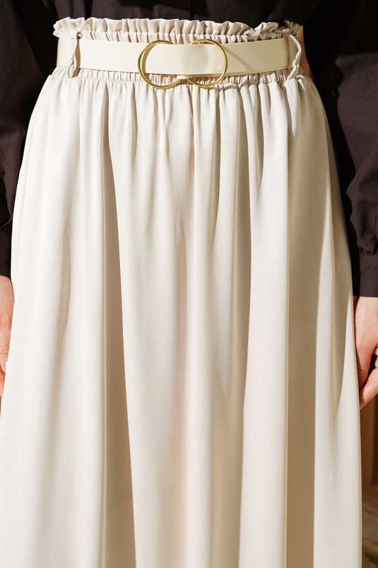 تنورة ساتان بحزام مطاطي وحجر