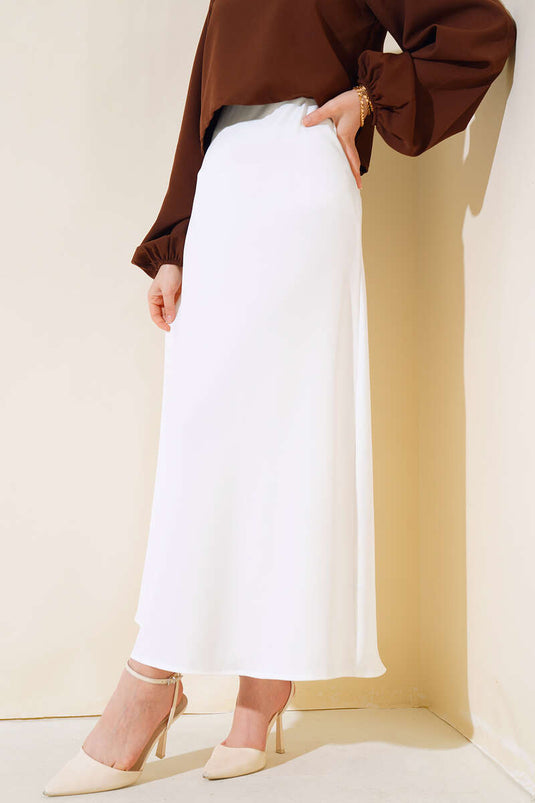 مرونة الخصر اندلع تنورة الساتان إكرو