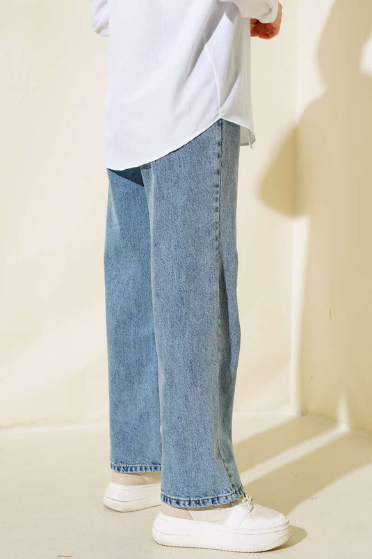 High Waist Denim Pants Denim Blue