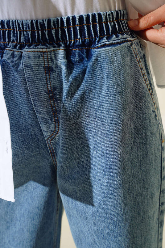 High Waist Denim Pants Denim Blue