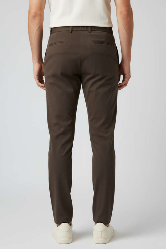 Pantalon en lycra pour homme avec taille élastique, marron
