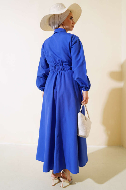 Robe à taille élastique et boutons métalliques en Saxe