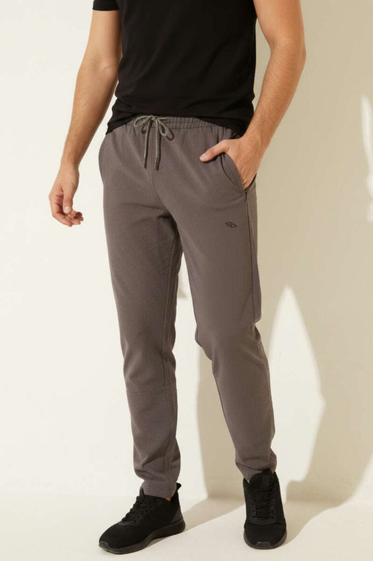 Khaki Microfiber Boys' Sweatpants with Elastic Waistband
