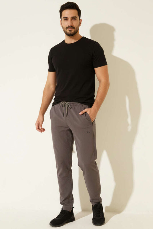 Khaki Microfiber Boys' Sweatpants with Elastic Waistband