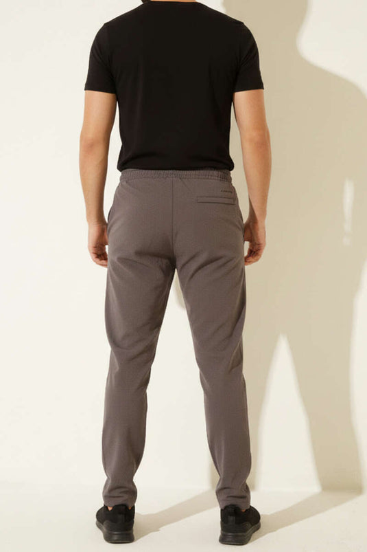 Khaki Microfiber Boys' Sweatpants with Elastic Waistband