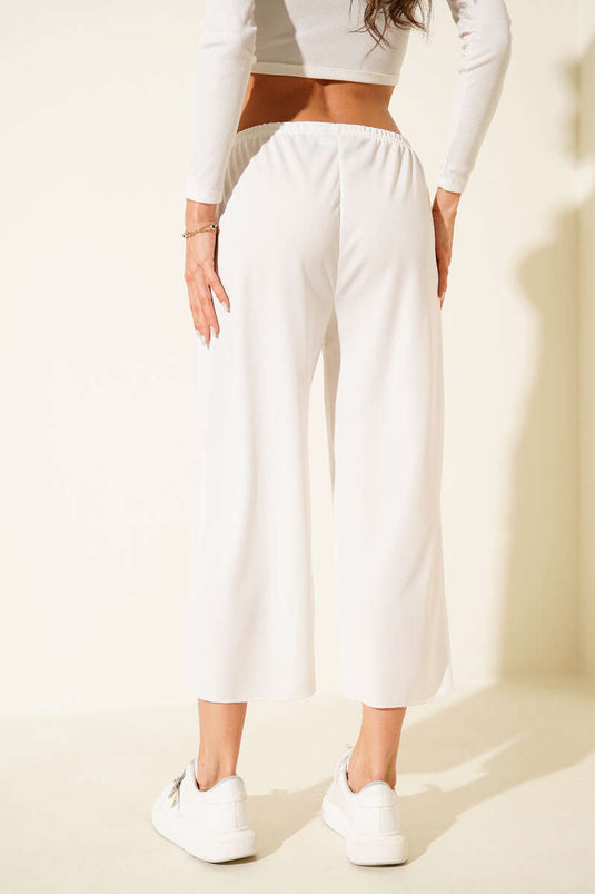 Elastic Waist Underwear Pants White