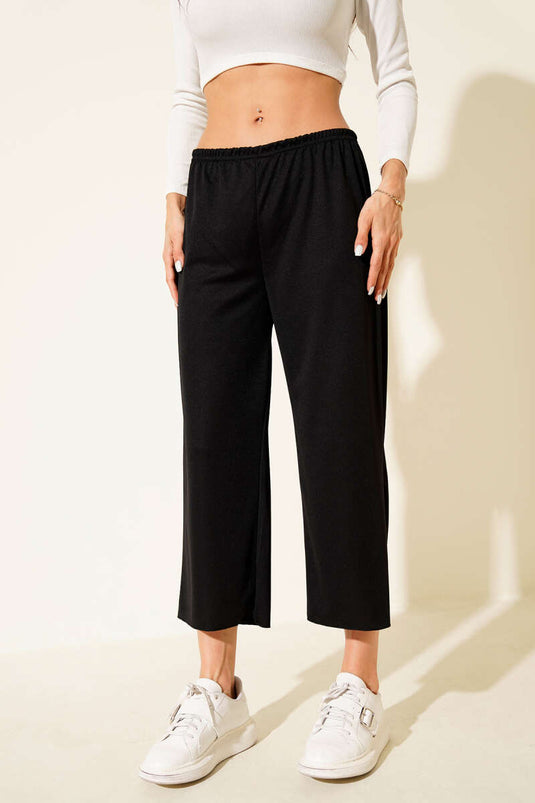 Black Underwear Pants with Elastic Waistband