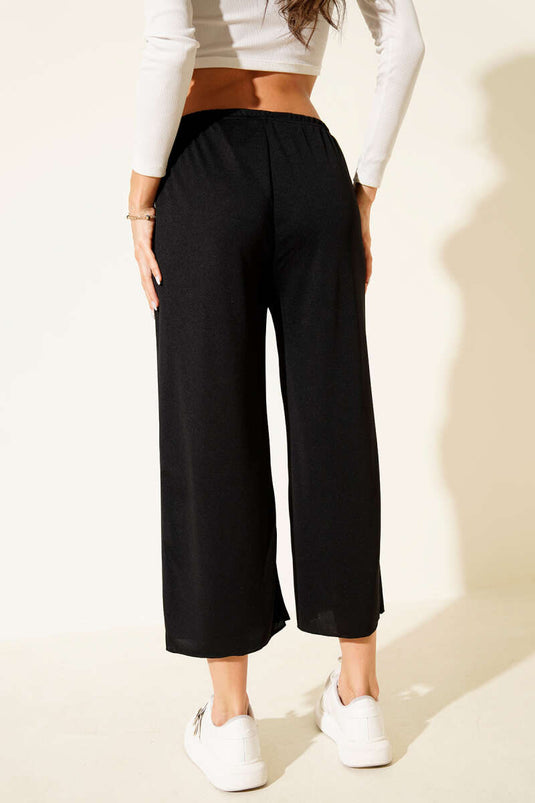 Black Underwear Pants with Elastic Waistband