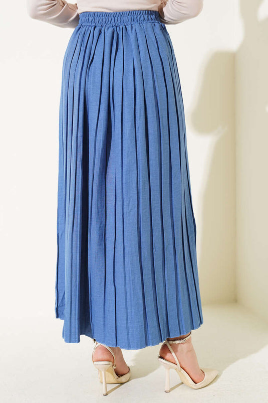 Jupe plissée à taille élastique Indigo