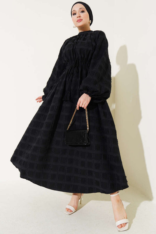 Bel Elastic Tassel Detailed Dress Black