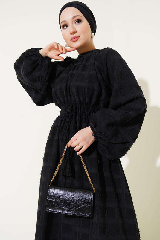 Bel Elastic Tassel Detailed Dress Black