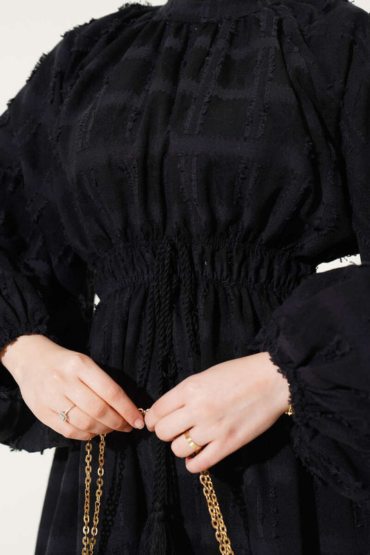 Bel Elastic Tassel Detailed Dress Black