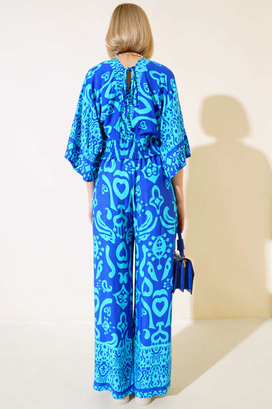 Bel Elastic Loose Two-Piece Set Royal Blue