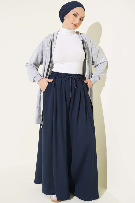 Bel Lastikli Salaş Loyşa Pantolon Lacivert