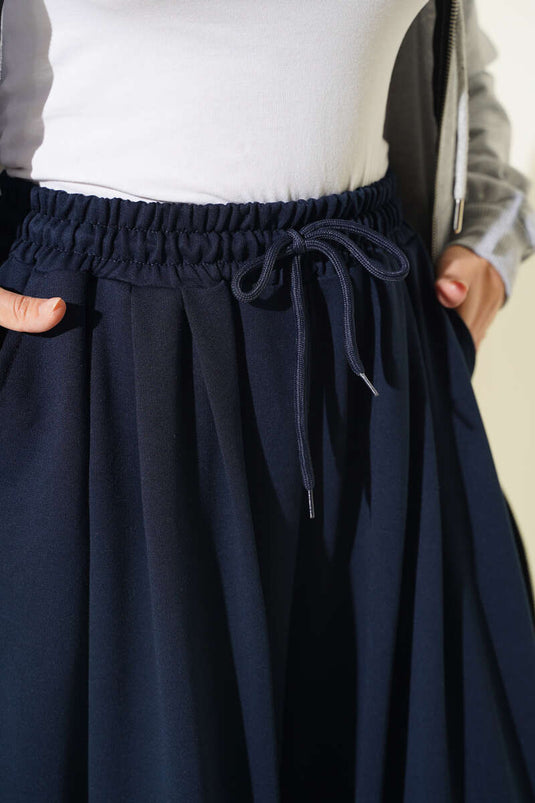 Bel Lastikli Salaş Loyşa Pantolon Lacivert