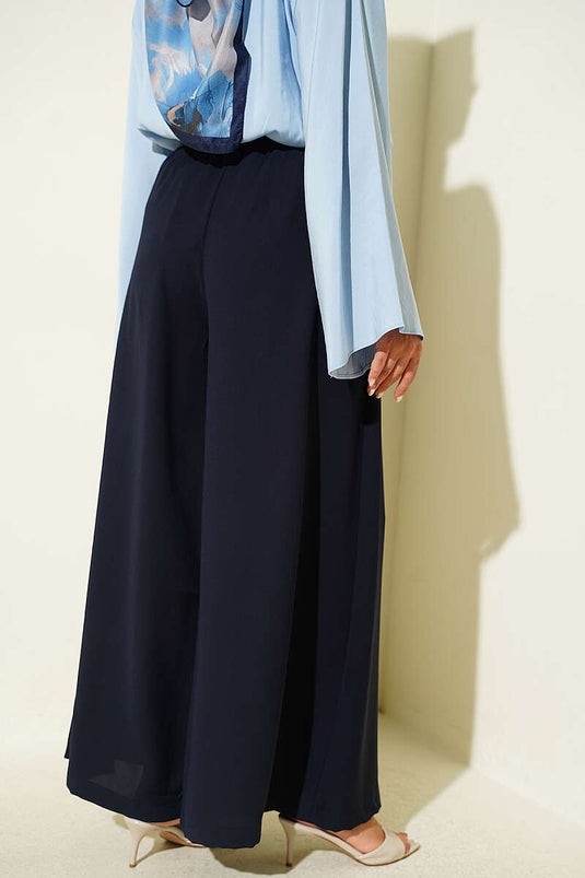 Dunkelblaue Elastische Weitehose