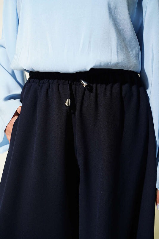 Dunkelblaue Elastische Weitehose