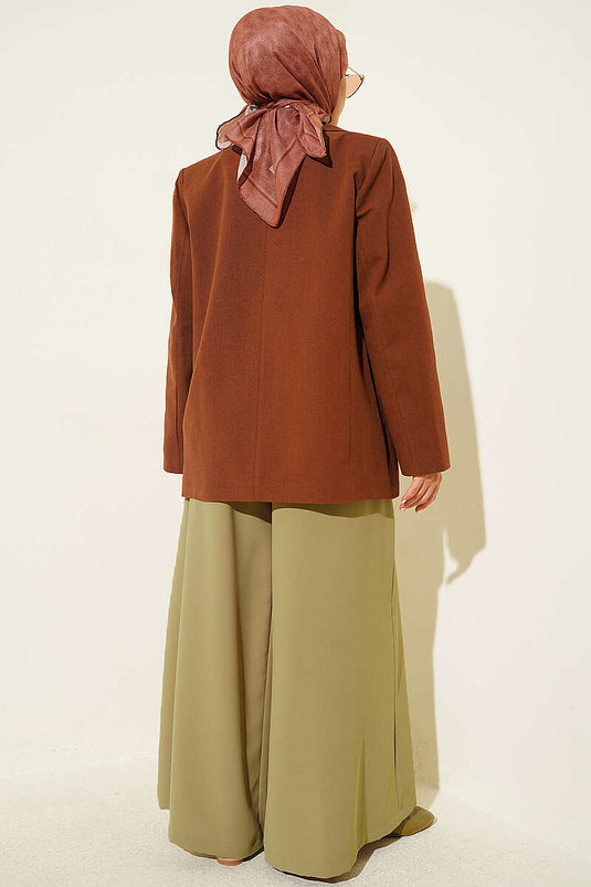 Pantalon Vert Olive À Taille Élastique
