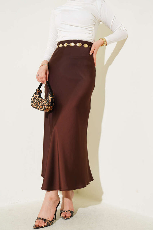 Bel Lastikli Saten Etek Acı Kahve
