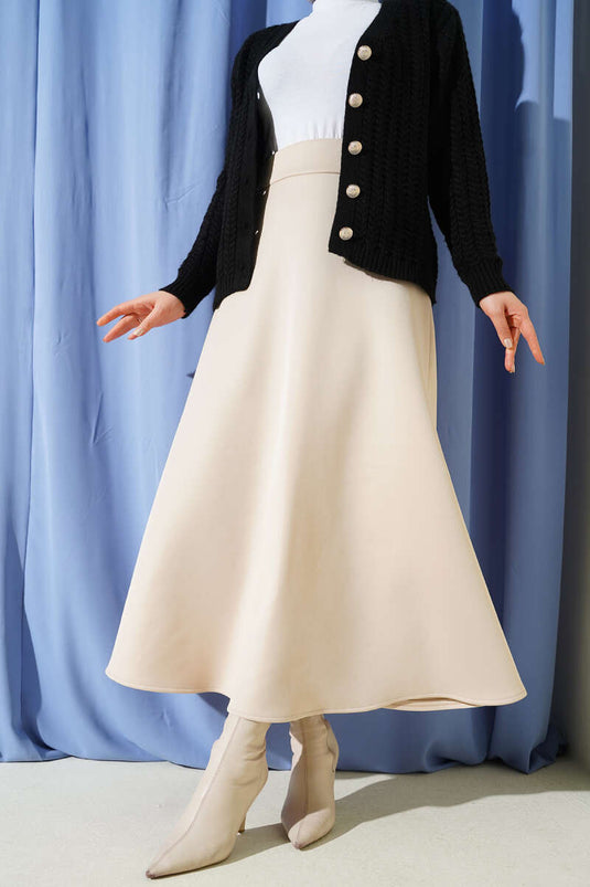 تنورة سكوبا بيل مطاطية بلون بيج