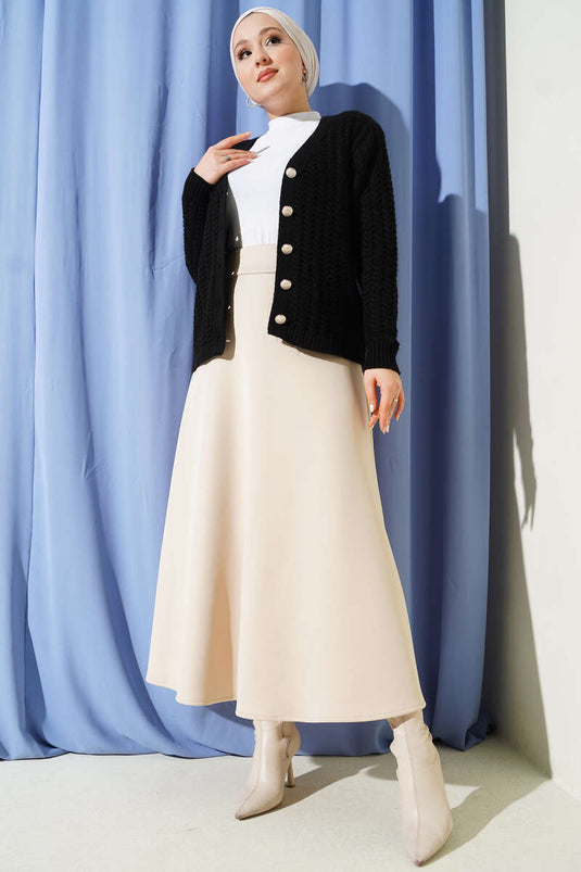 تنورة سكوبا بيل مطاطية بلون بيج