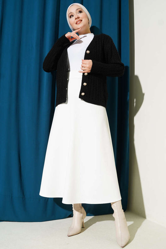 Falda De Escuba Blanca Con Cintura Elástica