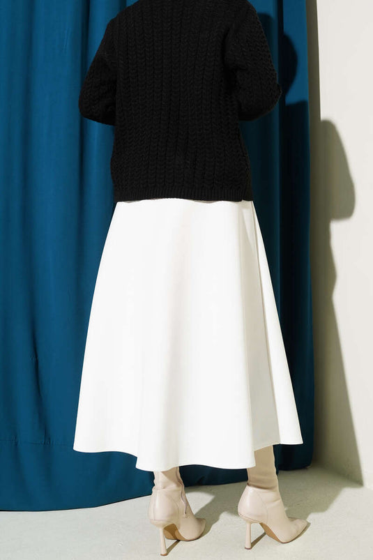 Falda De Escuba Blanca Con Cintura Elástica