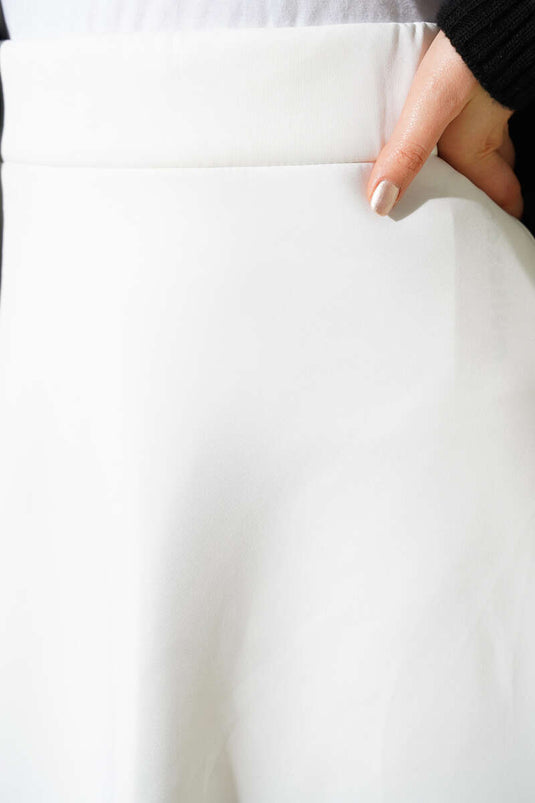 Falda De Escuba Blanca Con Cintura Elástica