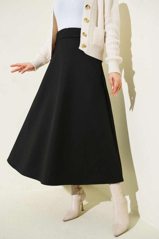 Bel Lastikli Scuba Çan Etek Siyah