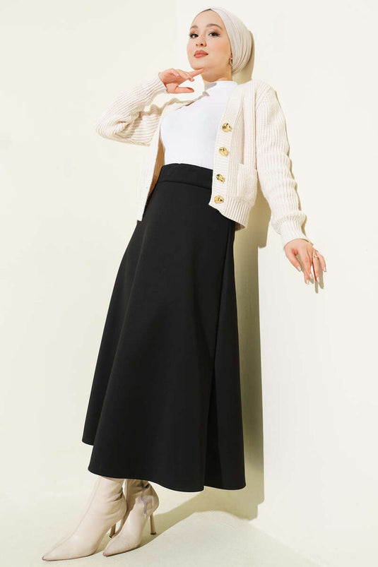 Bel Lastikli Scuba Çan Etek Siyah