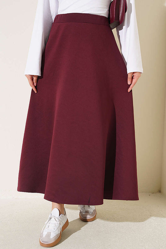 Purple Elasticated Scuba Flared Skirt