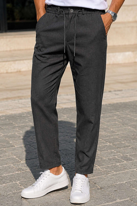 Bel Lastikli Slim Fit Erkek Pantolon Antrasit
