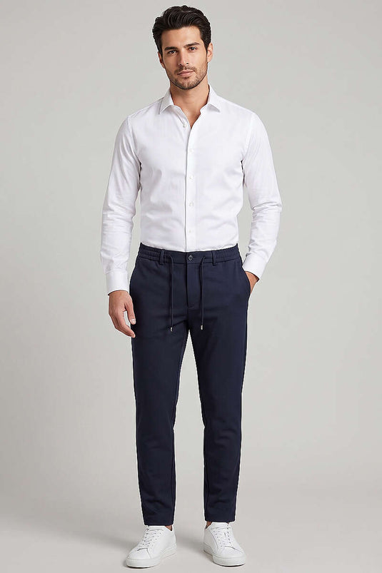 Bel Gummizug Slim Fit Herrenhose Dunkelblau