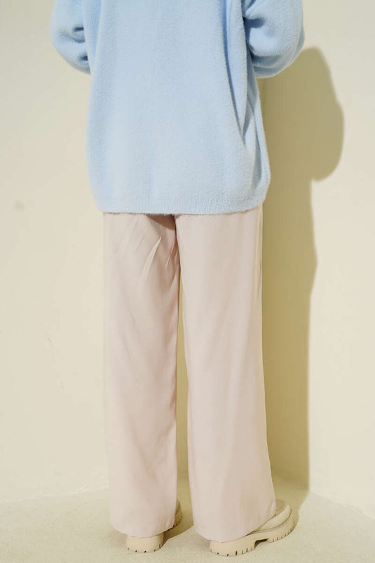 Bel Lastikli Tencel Pantolon Bej