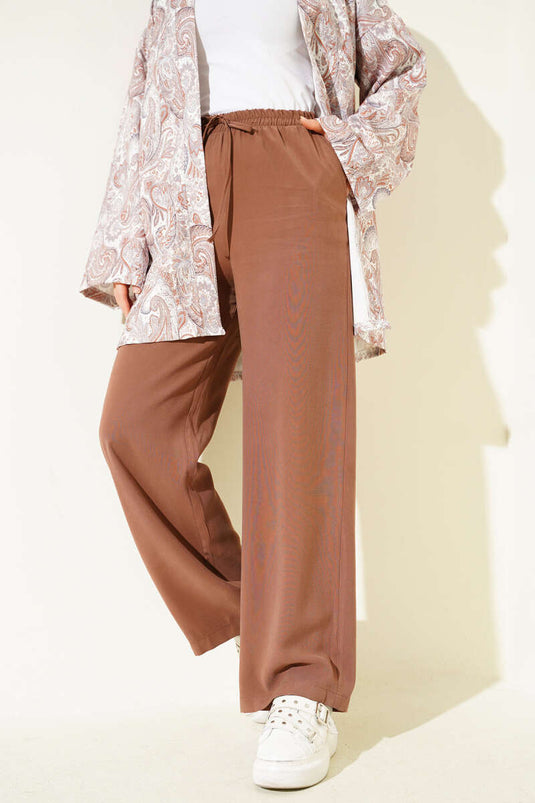 Tencel-Hose mit elastischem Bund, hellbraun