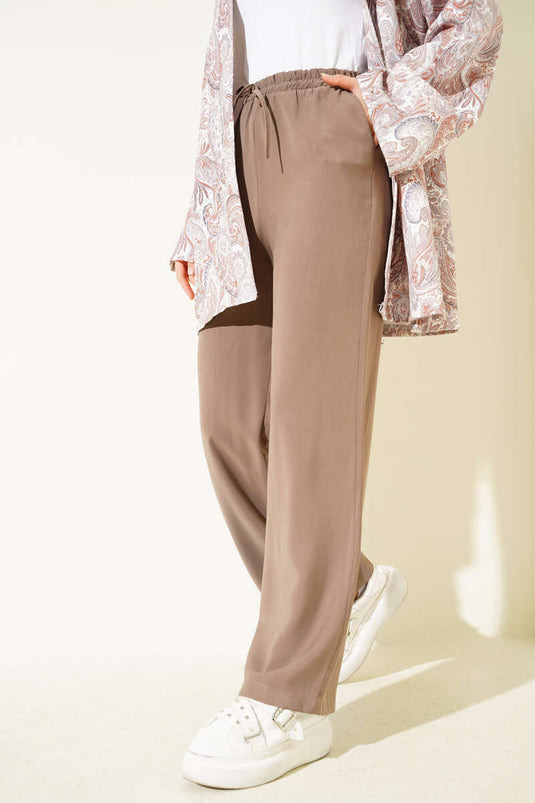 Tencel-Hose mit elastischem Bund, Farbe Nerz