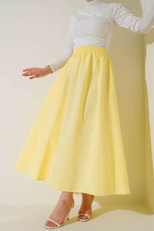 Yellow Terikoton Skirt with Elastic Waistband