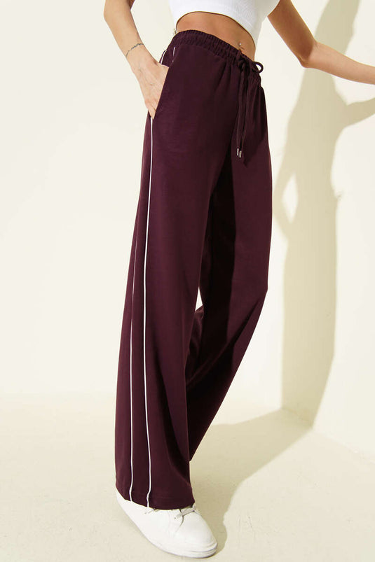 Belted Side-Trimmed Loyşa Trousers Plum