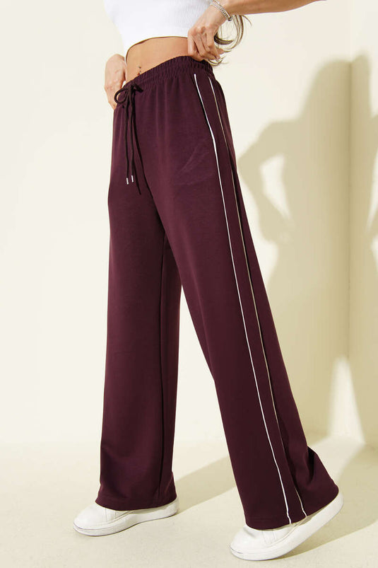 Belted Side-Trimmed Loyşa Trousers Plum