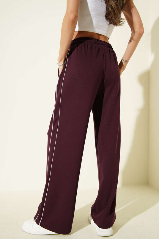 Belted Side-Trimmed Loyşa Trousers Plum