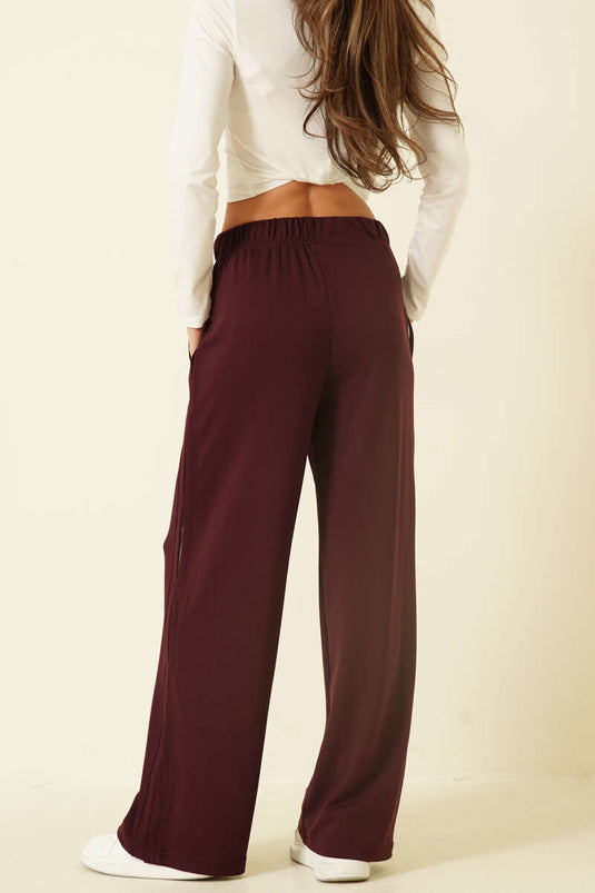 Belted Side Detail Loyşa Trousers Plum