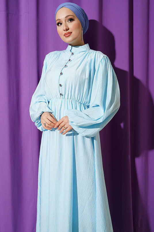 Belted Half-Brit Buttoned Dress Blue