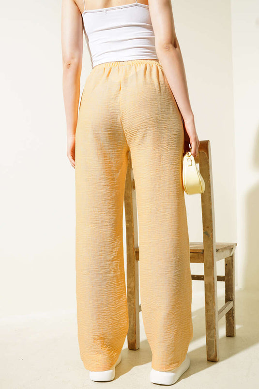 Elastic Waist Summer Trousers Orange