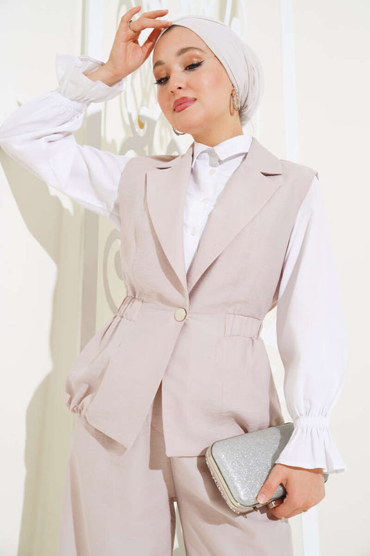 Bel Lastikli Yelekli İkili Takım Taş