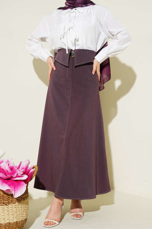 Two-Piece Belted Skirt Burgundy