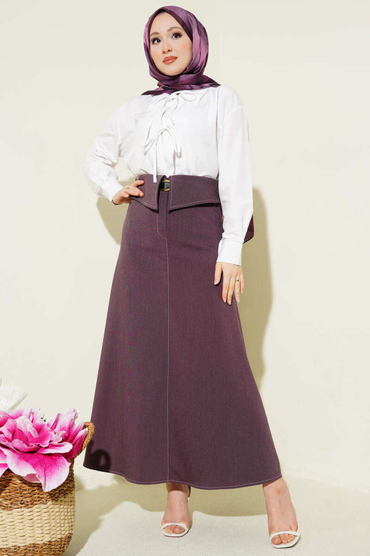 Two-Piece Belted Skirt Burgundy